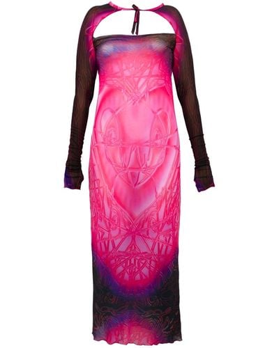 Paloma Lira Cherry Crystal Mesh Dress - Pink