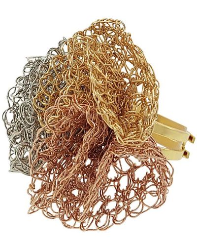 Lavish by Tricia Milaneze Trio Gold Mix Reef Trio Handmade Crochet Ring - Metallic