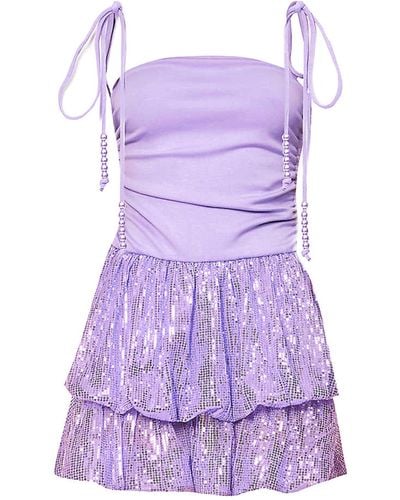 Amy Lynn Ellie Puffball Sequin Mini Dress - Purple