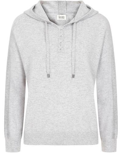 Loop Cashmere Cashmere Lace Neck Hoodie In foggy - Gray
