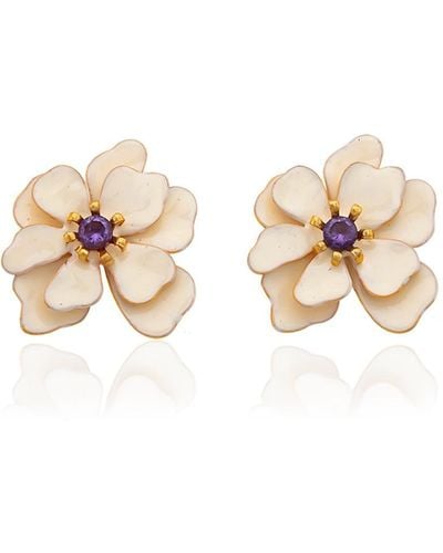 Milou Jewelry Cream Violetta Flower Earrings - Natural