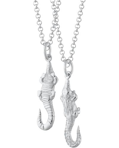 Lily Charmed Sterling Crocodile Necklace - Metallic