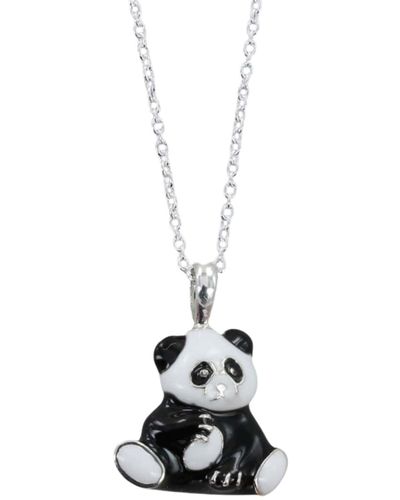 Reeves & Reeves Panda Black & White Enamel Necklace
