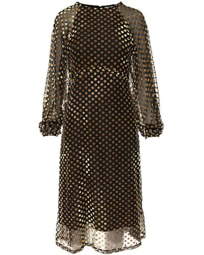 Silvia Serban Polka Dots Dress With Large Sleeves - Metallic