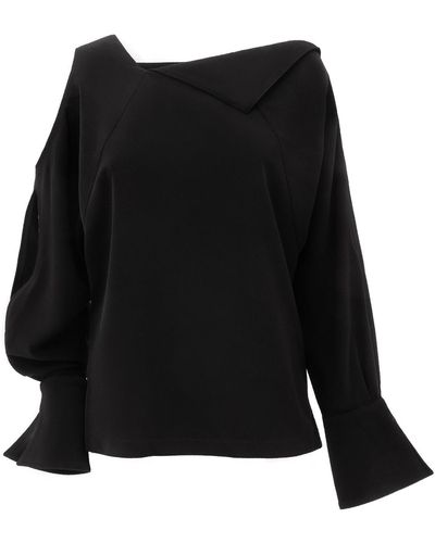 Julia Allert Designer One Shoulder Blouse - Black