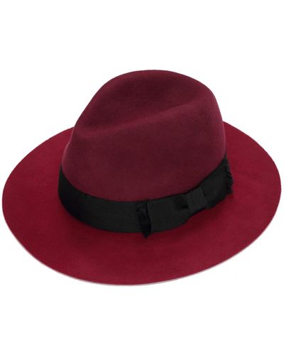 Justine Hats Floppy Two Tone Fedora - Red