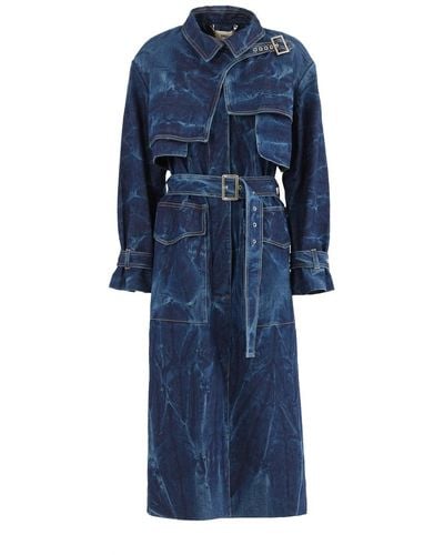 Julia Allert Fashion Denim Trench Coat - Blue