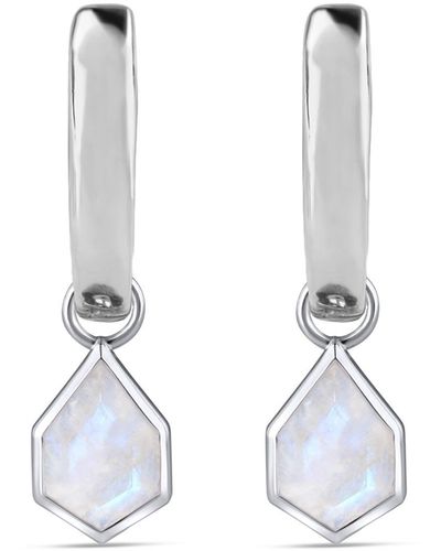 Zohreh V. Jewellery Moonstone Kite Hoop Earrings Sterling - Blue