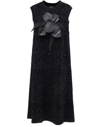Julia Allert Midi Velvet Sleeveless Dress With Decor - Black
