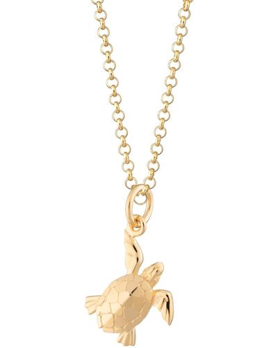 Lily Charmed Plated Turtle Necklace - Metallic