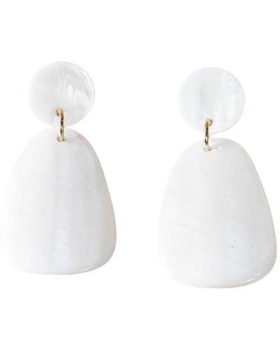 LIKHÂ Classic Pearl Trapezoid Mother-of-pearl Earrings - White