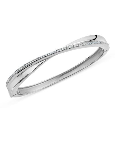 SALLY SKOUFIS Light Bangle With Made White Diamonds In Sterling Silver