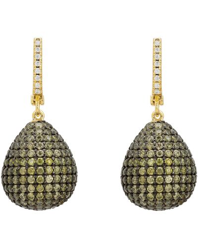 LÁTELITA London Valerie Pear Drop Gemstone Earrings Gold Peridot Cz - Green