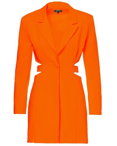BLUZAT Orange Deconstructed Mini Blazer Dress