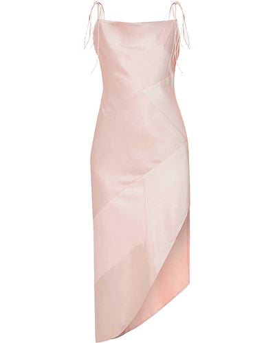 Amy Lynn Gracie Pink Satin Slip Dress - White
