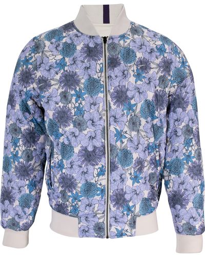 lords of harlech Ron Hibiscus Garden Reversible Jacket - Blue