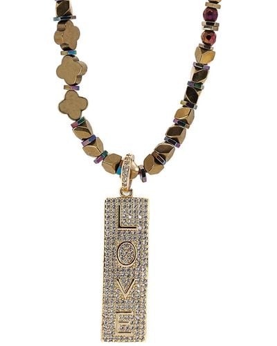 Ebru Jewelry Pave Diamond Love Necklace - Metallic