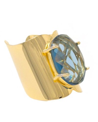Georgina Jewelry Gold Aquamarine Crystal Ring - White