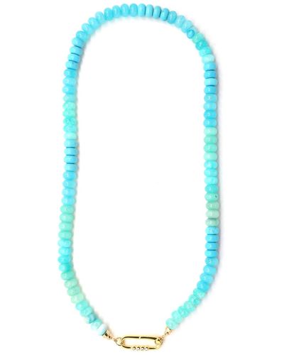 Shar Oke Shades Of Turquoise Beaded Necklace - Blue