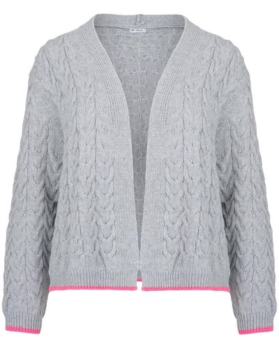 At Last Cashmere Mix Double Ply Cable Knitted Cardigan - Gray