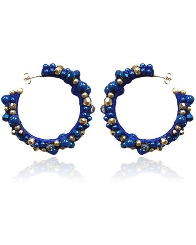 PINAR OZEVLAT Sapphire Gold Cluster Hoops - Blue