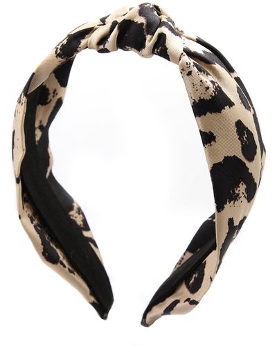 Gosia Orlowska Neutrals 'kato' Animal Print Silk Knot Headband - Black