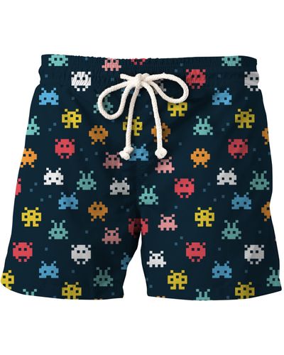 Aloha From Deer Space Invaders Shorts - Blue