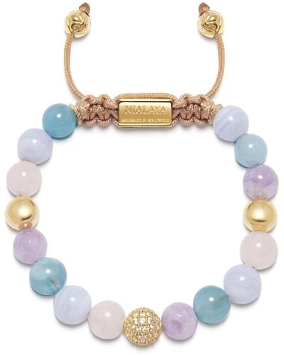 Nialaya Beaded Bracelet With Aquamarine, Blue Lace Agate, Rose Quartz, And Amethyst Lavender