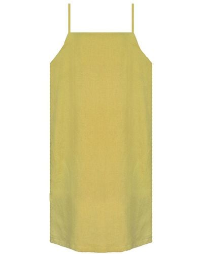 Larsen and Co Pure Linen Marbella Slip Dress In Chartreuse - Yellow