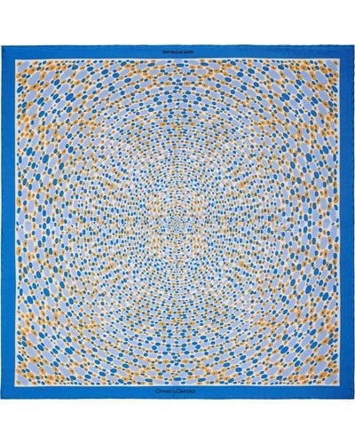 Otway & Orford 'infinity' Spotted Silk Pocket Square In Blue, Gold & White. Full-size.