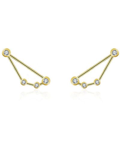 Genevieve Collection Capricorn Zodiac Constellation Earring 18k Yellow & Diamond - Metallic