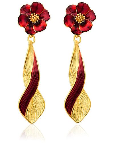 Milou Jewelry & Gold Infinity Drop Earrings - Red