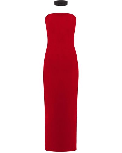 Tia Dorraine Kiss Me Fitted Bustier Midi Dress - Red