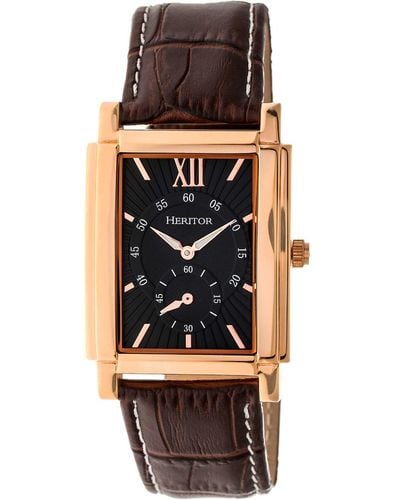 Heritor Frederick Leather-band Watch - Black