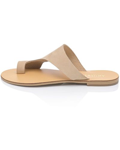 Ancientoo Neutrals Celaeno Ammos Nubuck Contemporary Fashion Flip Flops With Toe Ring – 's Leather Slide Sandal - Black