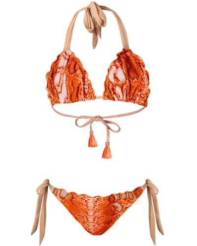 ELIN RITTER IBIZA Ibiza Animal Snake Print Triangle Bikini Set Cala Bonita - Orange