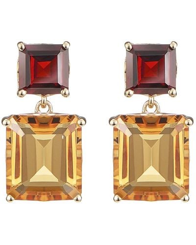 Augustine Jewels Garnet & Orange Citrine Octagon Gold Earrings - Metallic