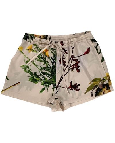 Nokaya Flying Flower Silk Pajama Shorts - Metallic