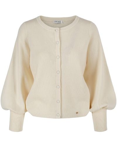 tirillm "ava" Cashmere Cardigan With Puffed Sleeves - Natural
