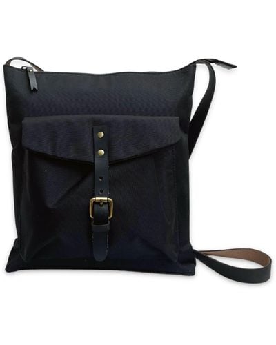 VIDA VIDA Nylon & Leather Messenger Bag - Black