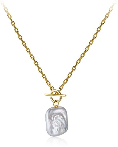 Janus Edinburgh Achaemenid Baroque Irregular Rectangle Pearl toggle Vermeil Necklace - Metallic