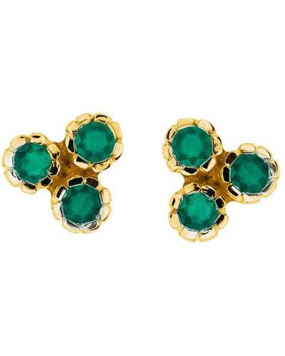 Charlotte's Web Jewellery Threeni Gold Vermeil Stud Earrings - Green