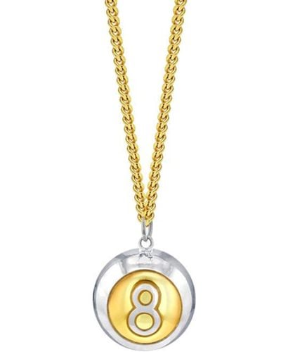 True Rocks 8 Ball Pendant 2tone Sterling Silver & 18kt Gold Plated On Gold Chain - White