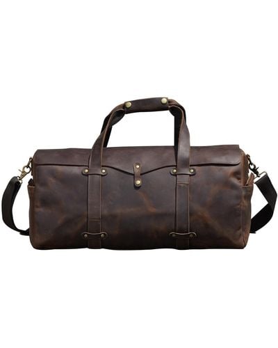 Touri Stitched Detail Genuine Leather Holdall - Brown