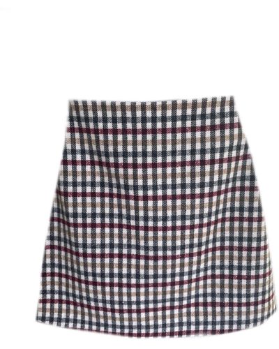 Mirimalist Checked Wool Mini Skirt - Black