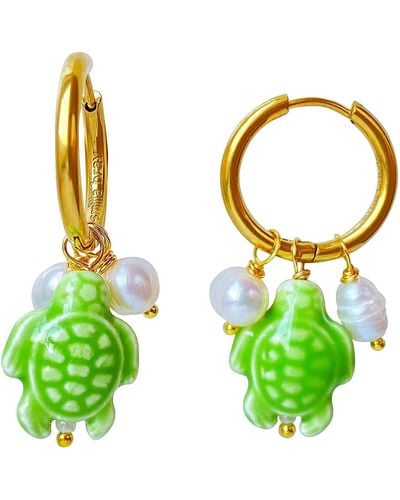 Smilla Brav Turtle Earrings Dalyan - Green