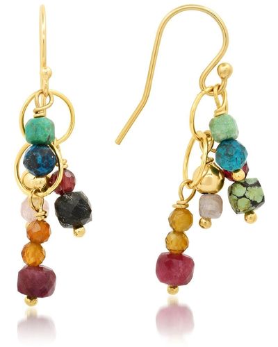 Soul Journey Jewelry Blossom Turquoise Earrings - Metallic