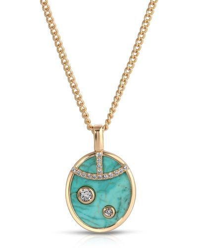 Leeada Jewelry Fortuna Pendant Necklace Turquoise - Blue