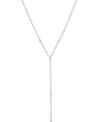 Cosanuova Diamond Lariat Necklace 18k White Gold - Metallic