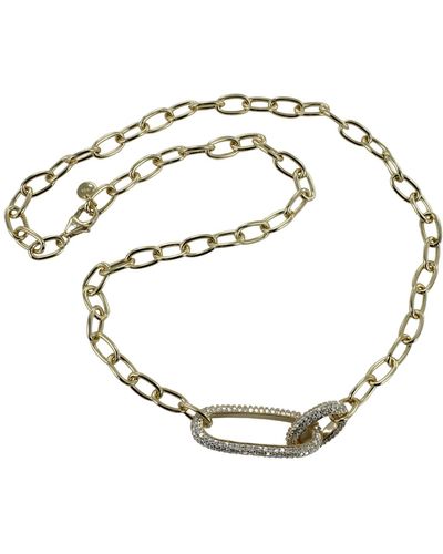 Reeves & Reeves Sparkly Gold Plate Paperclip Statement Necklace - Metallic